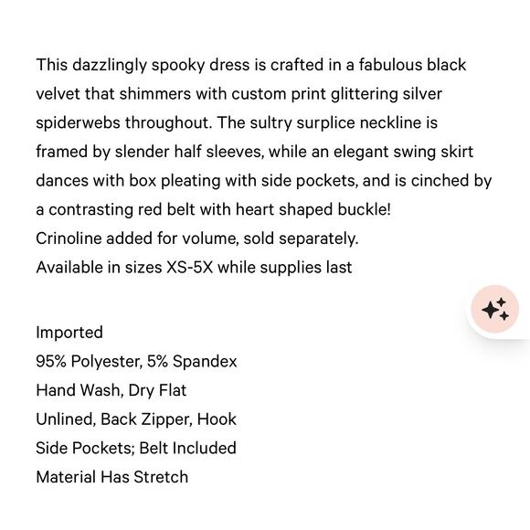 Unique Vintage 1950’s Black Velvet Spiderweb Marceline Swing Dress M NWOT - Picture 4 of 4